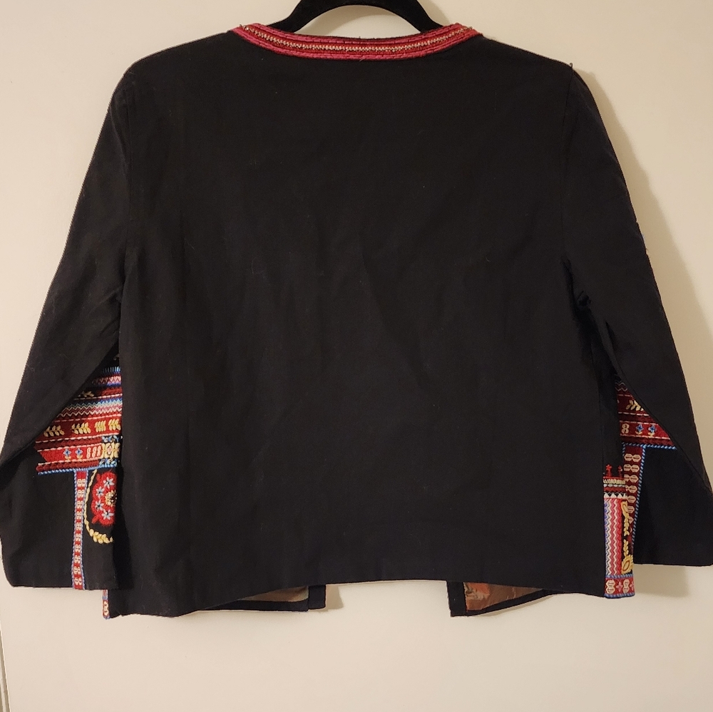 Anthropologie NWT $180 Abstract Colorful Embroidered Floral Cotton Boho Jacket S - Picture 7 of 11